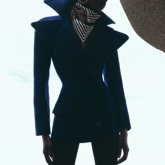 EUC Helsa The Dramatic Collar Peacoat Navy Blue - Picture 1 of 9